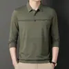 Dropshipping Camiseta de Manga Larga de Seda Hielo para Hombre Otoño 2023 Nuevo Modelo Camiseta Casual Delgada para Hombres de Mediana Edad