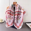 Lenço estampado estilo europeu e americano, echarpe, lenço de cabeça para proteção solar, toalha de praia, cachecol para pescoço e lenço para mulheres
