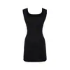 Top Regata Puro Desejo com Decote em U, Bodycon Curto Justo para Mulheres, Design de Verão com Cintura Vazada Reveladora, Vestido de Tricô Estilo Garota Spicy