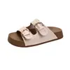 Sandalias Birkenstock de Moda con Doble Hebilla y Suela Gruesa para Mujer, Nuevo Modelo Verano 2026, Sandalias tipo chancla de color liso para vacaciones al aire libre en la playa