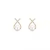 Brincos de diamante doces e requintados Brincos de pérola em forma de cruz coreanos Brincos femininos com design simples e exclusivo Atacado