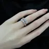 Anillo de plata de ley S925 de stock de fábrica con moissanita, anillo de plata con incrustaciones de moissanita estilo niche ins, joyería para el dedo