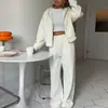 Coleção Nova Outono 2026 Moda Feminina Europeia e Americana Transfronteiriça Conjunto de Calça Wide Leg Tie Longa Cor Sólida para o Trabalho