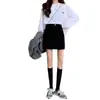 Falda Larga de Pana Invierno 2026 Nueva Cintura Alta Cadera Envuelta Persona Baja Falda Negra Pequeña Mujer Falda Corta de Terciopelo Primavera Otoño