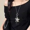 Collar Colgante Flor Estrella Estrella de Mar y2k Chica Caliente Cadena de Suéter Larga Exagerada para Mujer Accesorios de Nicho de Gama Alta