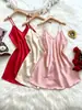 Bata de noche para mujer: Ropa de dormir lujosa y elegante, seda simulada, estilo europeo y americano de verano, encaje, seda de hielo, fina, ropa de casa sexy