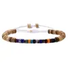 Pulsera trenzada de pareja con cuentas de piedra emperador y virutas de madera de cáscara de coco Exquisita y moderna Pulsera ajustable de piedra natural Pulsera para mujer