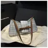 Bolsa Estética Xadrez Estilo Coreano Baguete de Axila 2025 Nova Bolsa de Ombro Feminina com Laço Moda Bolsa de Mão Simples Tendência
