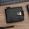 Nueva Cartera Corta para Hombre Cierre Retro Negocios Gran Capacidad Múltiples Ranuras para Tarjetas Cartera Bolsa de Plata Rota Cierre de Cremallera Billetera para Monedas