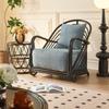 Silla Nórdica de Ratán Vegetal Natural para el Hogar, Balcón, Reposabrazos, Respaldo, Silla, Hotel, Casa de Huéspedes, Silla Sofá, Mesa de Centro, Juego de Tres Piezas