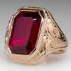 Joyería Transfronteriza Europea y Americana, Anillo de Gema Roja Cuadrada Geométrica Moderna, Anillo Versátil para Ropa de Trabajo de Negocios para Hombre