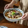 Jantar de Reunião Cerâmico Atacado Tigelas, Tigelas de Arroz Domésticas de Alta Qualidade, Tigelas para Legumes, Tigelas Redondas Grandes para Restaurante Hotel, Tigelas de Sopa