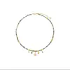 Collar de Acero de Titanio con Piedra Natural de Estrella y Luna Vintage Joyería de Lujo Ligero de Nicho Accesorios de Cadena para Clavícula de Gama Alta para Mujer
