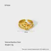 Diseño de Moda Transfronterizo Europeo y Americano Anillo Abierto Multicapa de Cruz de Hoja Anillo de Acero Inoxidable Chapado en Oro de 18 Quilates para Mujer