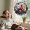 Pinzón Rojo Vidrio Pintado Color Colgante Decoración Colgante de Vidrio para el Hogar Decoración de Ventana Atrapasoles para el Jardín