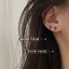Fanghang Nuevo Pendientes Negros Semicirculares de Plata de Ley S925 para Mujer Combinan con Todo Estilo Frío de Arco Pequeño Pendientes Blancos Exquisitos
