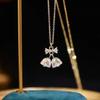Colar Cristal Sino Laço para Mulheres, Presente para Namorada, Corrente Clavicular Nicho Trendy Retrô Luxo Leve High-End