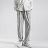 Pantalones Finos de Seda de Hielo de Verano para Hombre Pantalones Rectos para Hombre Pantalones Modernos Holgados hasta el Tobillo Pantalones Casuales de Pierna Ancha Transpirables de Verano