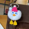Lindo Pato de Piel de Conejo Rex Real Llavero para Coche Colgante Juguete de Peluche Bola de Carbón Pequeña Decoración para Mochila