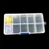 Caja de Almacenamiento de Plástico Transparente con 10 Compartimentos para Joyería, Cuentas a Granel, Accesorios Electrónicos, Botones, Tarjetas Cuadradas con Ranuras para Cuentas