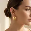 Brincos Vazados Dourados e Prateados Bicolor Opcionais Estilo Oval de Pressão Acessórios de Brinco Estilo Ins Feminino Decoração de Presente de Feriado