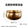 Olla de Arroz de Latón con Cuenco de Cinco Vías para la Riqueza, Lingotes Pequeños, Barras de Oro y Olla de Cobre de Cien Bendiciones, Adorno Atractor de Riqueza, Artesanía