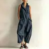 Mono Elegante de Verano 2026 Nuevo Europeo y Americano Transfronterizo Adelgazante Ceñidor de Cintura Bolsillo Lateral para Viajes Cotidianos Cuello en V para Mujer