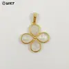 Wt-P2031 Chapado Galvánico de Oro Real de 18 Quilates Bordes Hechos a Mano Flor de Piedra Natural Fija Colgante en Forma de Flor