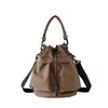 Bolsa de ombro mensageiro moda primavera e outono casual com cordão plissada feminina grande capacidade leve portátil bolsa balde de nylon