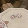Aretes de Aguja de Plata con Diamantes en Forma de Gato, Exquisitos y Sencillos, Lujo Ligero con un Toque de Alta Gama, Aretes de Moda y Estilo con un Diseño Único