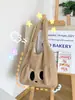 Bolsa de pelúcia fofa com orelhas longas para cachorro, bolsa de outono e inverno, nova bolsa de lã de cordeiro, bolsa de pano de grande capacidade, bolsa de classe para estudantes