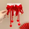 2026 Ano Novo Tassel Vermelho Grampo de Cabelo Crianças Saudação de Ano Novo Dança do Leão Presilha de Cabelo Acessório de Cabelo Meninas Estilo Antigo Hanfu Presilha Adorno de Cabeça