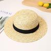 Directo de fábrica paja de trigo copa plana corto estilo británico sombrero de paja DIY verano viaje sombrero parasol paja sombrero de paja