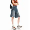 Shorts de mezclilla de moda estilo americano, lavados, rotos, vintage, 2026 verano, shorts deportivos holgados para mujer