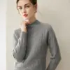 Estilo elegante e sofisticado, gola alta meia, suéter 100% cashmere para mulheres, com malha de sete agulhas, espessado para calor extra, com textura macia e confortável, perfeito como camada base.