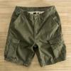 Verano Ins Marca de Moda Pantalones Cortos de Trabajo para Hombre Estilo Británico Juventud Retro Sueltos Rectos Multibolsillo Casual Pantalones Cortos de Cinco Puntos