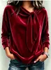 2026 Europeo y Americano Comercio Exterior Amazon Suéter de Terciopelo con Lazo Otoño e Invierno Nuevo Transfronterizo Color Sólido Ropa de Mujer Sudadera