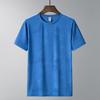 Camiseta de seda de hielo elástica estampada para hombre, de verano, fina, transpirable, absorbente del sudor, de media manga, camisa de talla grande, holgada, de manga corta