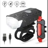 Lanterna para Bicicleta Mountain Bike, Luz Dianteira, Luz Traseira, Luz com Buzina de Carregamento USB, Lanterna Traseira de Bicicleta