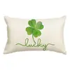 Calle irlandesa transfronteriza. Funda de almohada de lino con estampado de trébol del Día de San Patricio funda de almohada de césped de la suerte para sofá