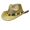 Sombrero Vaquero Occidental de Seda Brillante Transfronterizo Decoración de Cinturón Estilo Étnico Sombrero Grande para Cabeza al Aire Libre Sombrero de Baile Otoño e Invierno para Mujer
