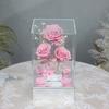 Flor Eterna Mais Vendida Transfronteiriça Rosa Três Vidas Três Mundos Caixa de Flores Acrílica Transparente Peça de Decoração para Casa Presente de Aniversário Qixi