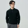 Suéter de cachemira pura para hombre, jersey casual versátil de otoño e invierno con cuello de polo, manga larga, tejido y cálido