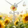 Venta Caliente Transfronteriza Nuevo Estilo Elegante Europeo y Americano Collar Colgante Cruzado de Girasol Cadena para Clavícula de Mariposa Voladora