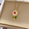 Moderna Cadena de Celebridad de Internet para Mujer con Colgante de Flor Giratoria, Accesorio Versátil de Moda, Popular en E-Commerce de Transmisiones en Vivo, Accesorio de Joyería, Cadena para Clavícula
