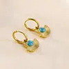 Estilo Vacacional Bohemio Explosiones Moda Relieve Pendientes de Girasol Acero Inoxidable Pendientes Forma de Pavo Real Oro de 18K