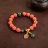 Pulsera estilo étnico de ágata y cuentas de vidrio con un charm vintage, pulsera de ámbar de 10 mm, artículo popular para transmisiones en vivo de comercio electrónico