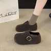 Zapatos Birkenstock Grises Esponjosos de Suela Gruesa para Mujer Otoño/Invierno 2026 Zapatos de Lana Nuevos para Personas Bajas Zapatos de Algodón Birkenstock Cálidos