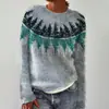 Amazon Europeo y Americano Nuevo Suéter para Mujer Wish Más Vendido Cuello Redondo Combinación de Colores Suelto Moda Jersey Tejido