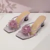 Recomendado por Celebridades da Internet~ Cheongsam Novo Estilo Chinês Plus Size Sandálias de Salto Alto de Verão com um Toque Vintage, Sandálias Florais Rosa Púrpura